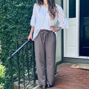 Mocha Chic Wide Leg Pants Made in Italy